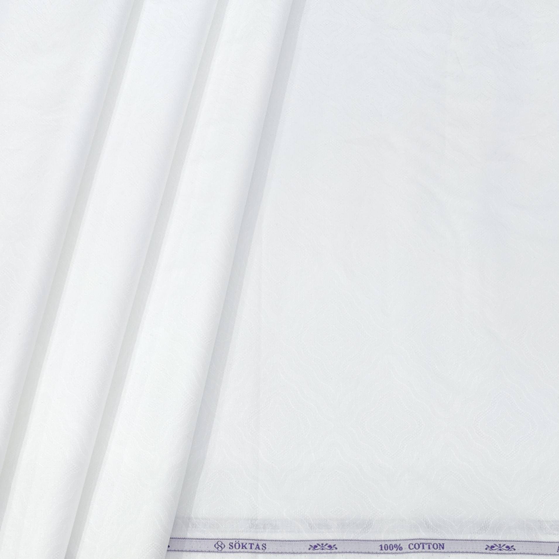 Shirt Fabric Soktas Finest Giza Cotton Jacquard Colour True White